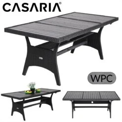 Casaria Polyrattan Tuintafel - WPC Tafelblad 190x90x74 Cm – Zwart -Tuinbenodigdheden Bevordering 1200x1200 973