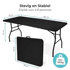 LifeGoods Klaptafel - Inklapbaar - 70x180cm - Verstelbare Vouwtafel - Weerbestendig - Zwart -Tuinbenodigdheden Bevordering 1200x1200 984