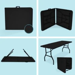 LifeGoods Klaptafel - Inklapbaar - 70x180cm - Verstelbare Vouwtafel - Weerbestendig - Zwart -Tuinbenodigdheden Bevordering 1200x1200 987