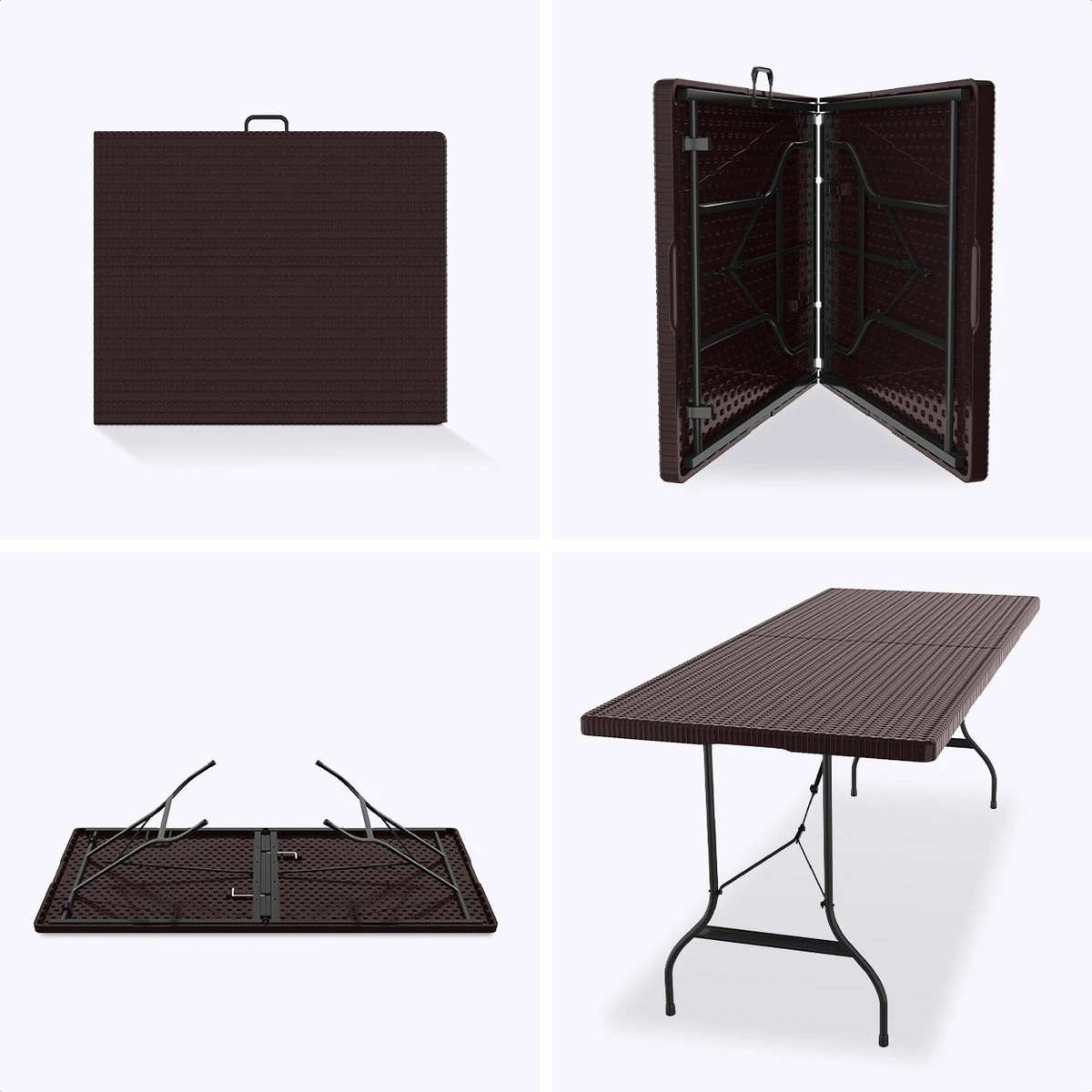 LifeGoods Klaptafel - Inklapbaar - 180 Cm - 6 Tot 8 Personen - Bruin 11 LifeGoods Klaptafel - Inklapbaar - 180 Cm - 6 Tot 8 Personen - Bruin - Afbeelding 9