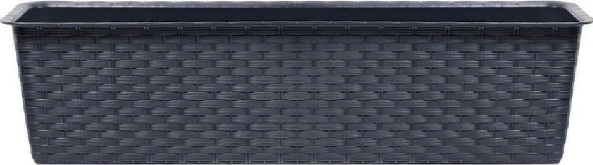 Merkloos 4x Ratolla Rotan Plantenbak/bloembak Antraciet 6.3 Liter - Tuin Decoraties 4 Merkloos 4x Ratolla Rotan Plantenbak/bloembak Antraciet 6.3 Liter - Tuin Decoraties - Afbeelding 2