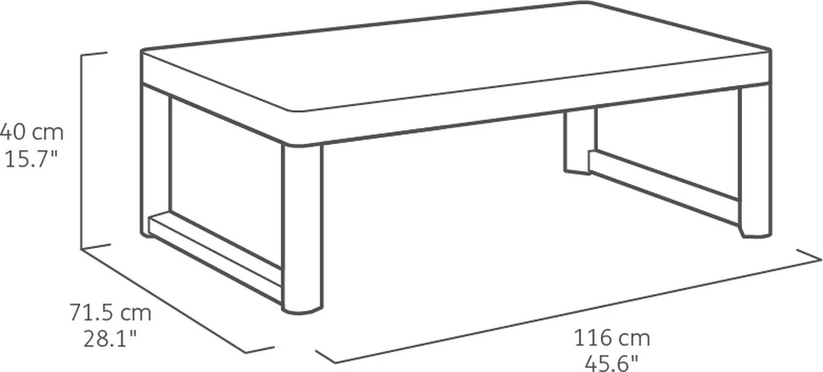 Allibert Lyon Tuintafel - 116x71,5x66/40 Cm - Grafiet 9 Allibert Lyon Tuintafel - 116x71,5x66/40 Cm - Grafiet - Afbeelding 7