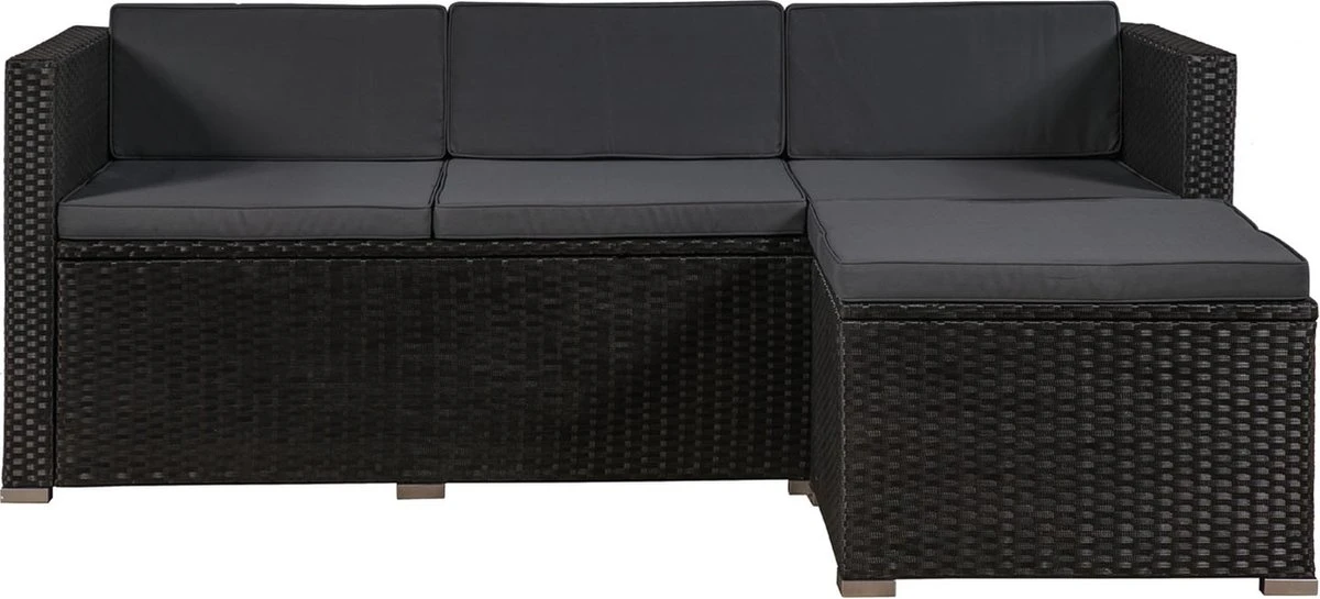 Polyrotan Loungeset Punta Cana L - Zwart 6 Polyrotan Loungeset Punta Cana L - Zwart - Afbeelding 4
