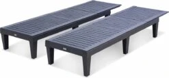 Set Van 2 Ligstoelen, PIA, Ligstoel Met Verschillende Standen, Van Kunststof, Zwart -Tuinbenodigdheden Bevordering 1200x552 1