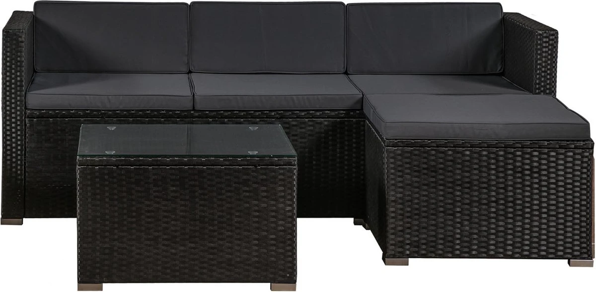 Polyrotan Loungeset Punta Cana L - Zwart 12 Polyrotan Loungeset Punta Cana L - Zwart - Afbeelding 10