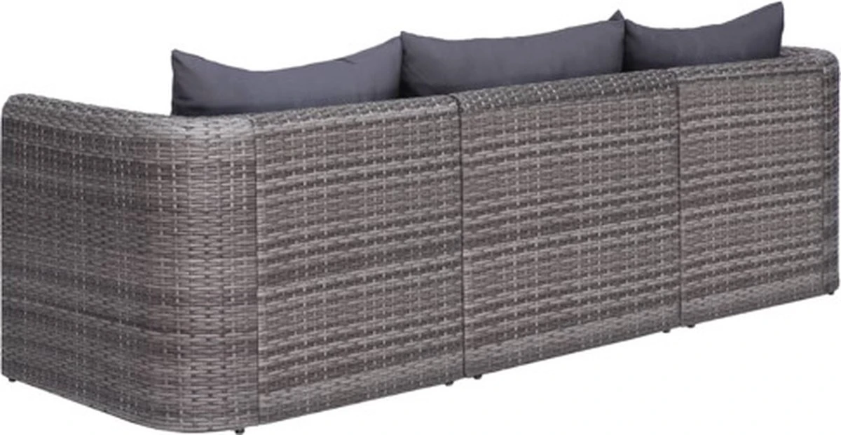 VidaXL 3-delige Loungeset Met Kussens Poly Rattan Grijs 9 VidaXL 3-delige Loungeset Met Kussens Poly Rattan Grijs - Afbeelding 7
