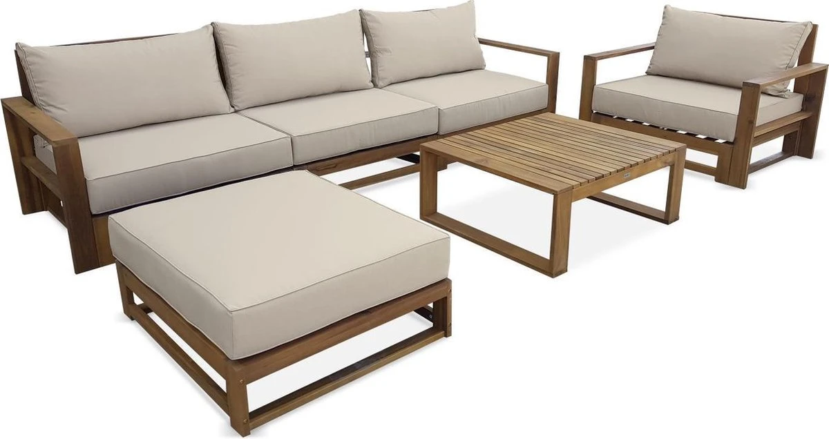 Alice's Garden Loungeset Mendoza - Acacia - 5 Plaatsen - Beige 3 Alice's Garden Loungeset Mendoza - Acacia - 5 Plaatsen - Beige