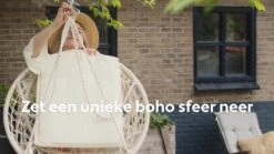 Vita5 Macramé Hangstoel - Voor Binnen En Buiten - Zonder Standaard - Incl. Kussen, Boekenvak En Beschermhoes - Tot 150kg - Bruin/Beige -Tuinbenodigdheden Bevordering 1200x675 33
