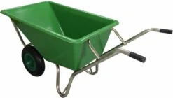 Kruiwagen Met Dubbel Luchtwiel Stal Eco Groen 160 Liter -Tuinbenodigdheden Bevordering 1200x681