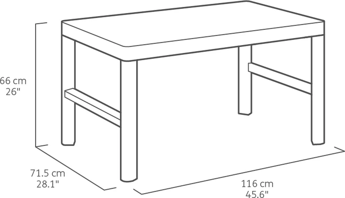 Allibert Lyon Tuintafel - 116x71,5x66/40 Cm - Grafiet 4 Allibert Lyon Tuintafel - 116x71,5x66/40 Cm - Grafiet - Afbeelding 2