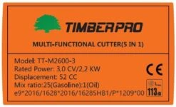 TIMBERPRO - 5-in-1 – Multitool – Benzine - Kettingzaag - Bosmaaier -Kantenmaaier - Haagschaar - Verlengstuk - 52 Cc. -Tuinbenodigdheden Bevordering 1200x729