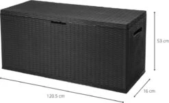 Verrijdbare Tuinkussen Opbergbox - Rattan Look - Zwart - 350 Liter -Tuinbenodigdheden Bevordering 1200x733 1