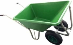 Kruiwagen Met Dubbel Luchtwiel Stal Eco Groen 160 Liter -Tuinbenodigdheden Bevordering 1200x741