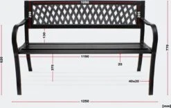 Tuinbank - Marijke -Tuinbankje - Tuinbank Metaal - Tuinbank Hout - Weersbestendig - 126 X 53 X 77 Cm -Tuinbenodigdheden Bevordering 1200x759