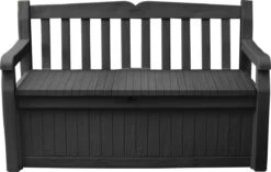 Keter Eden Garden Bench Opbergbank - 265L - 140x60x84cm - Zwart/Grijs -Tuinbenodigdheden Bevordering 1200x763