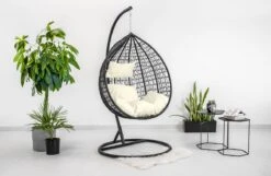 Hangstoel - Ei Stoel - Met Frame - Zwart Beige - Tot 125 Kg -Tuinbenodigdheden Bevordering 1200x780 3