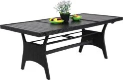 Casaria Polyrattan Tuintafel - WPC Tafelblad 190x90x74 Cm – Zwart -Tuinbenodigdheden Bevordering 1200x783 4