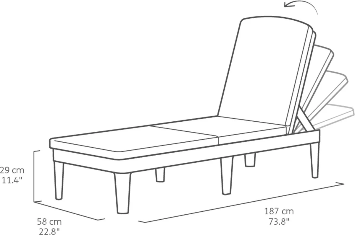 Allibert Jaipur Ligbed - 58x187,5x29 Cm - Grafiet 10 Allibert Jaipur Ligbed - 58x187,5x29 Cm - Grafiet - Afbeelding 8