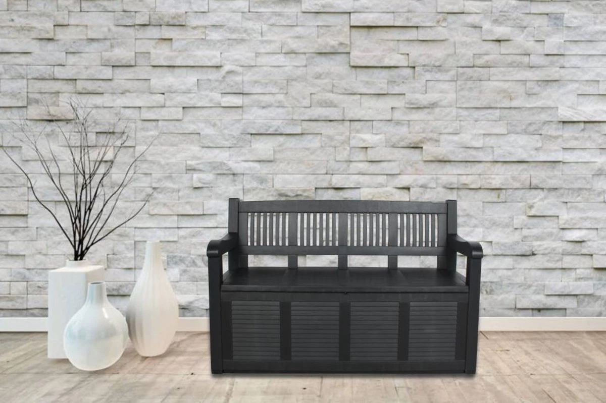 Merkloos Opbergbank Van Kunststof | 130 X 60 Cm | Antraciet 8 Merkloos Opbergbank Van Kunststof | 130 X 60 Cm | Antraciet - Afbeelding 6