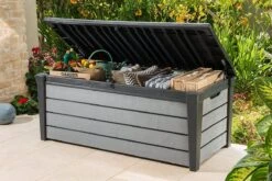 Keter Brushwood Opbergbox - Kussenbox - 455L - 145x69,7x60,3cm - Grafiet -Tuinbenodigdheden Bevordering 1200x800 165