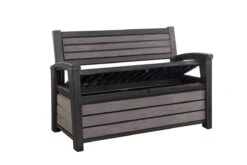 Keter - Hudson Bench Box - 2-zits Bank - Opbergbox - Hout Look & Feel - 227L - 138x63x89cm - Antraciet -Tuinbenodigdheden Bevordering 1200x800 205