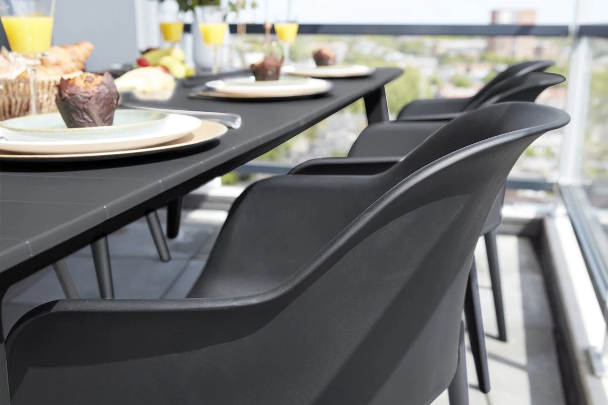 Allibert Akola Tuinstoelen - 2 Stuks -56,5x55x80cm - Donkergrijs 4 Allibert Akola Tuinstoelen - 2 Stuks -56,5x55x80cm - Donkergrijs - Afbeelding 2