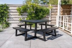 MaximaVida Vierkante Aluminium Picknicktafel Dex 215 Cm Zwart - Lage Instap -Tuinbenodigdheden Bevordering 1200x800 272