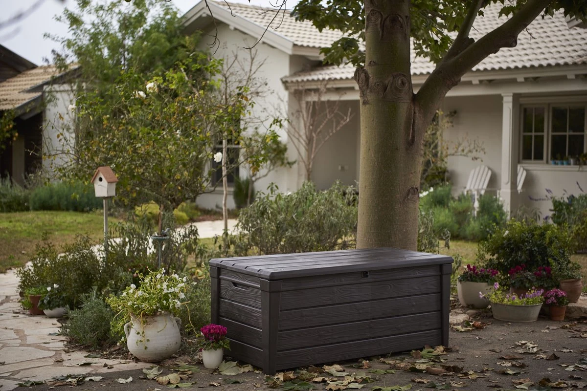 Keter Brightwood Opbergbox - 455L - 145x69,7x60,3 Cm - Grafiet 4 Keter Brightwood Opbergbox - 455L - 145x69,7x60,3 Cm - Grafiet - Afbeelding 2