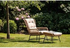 BUITEN Living Dex Wicker Loungestoel Tuin Incl. Wicker Voetenbank | Wicker + Aluminium | Bamboe Antraciet -Tuinbenodigdheden Bevordering 1200x820 6