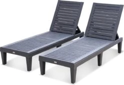 Set Van 2 Ligstoelen, PIA, Ligstoel Met Verschillende Standen, Van Kunststof, Zwart -Tuinbenodigdheden Bevordering 1200x820 8