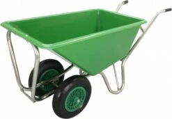 Kruiwagen Met Dubbel Luchtwiel Stal Eco Groen 160 Liter -Tuinbenodigdheden Bevordering 1200x833