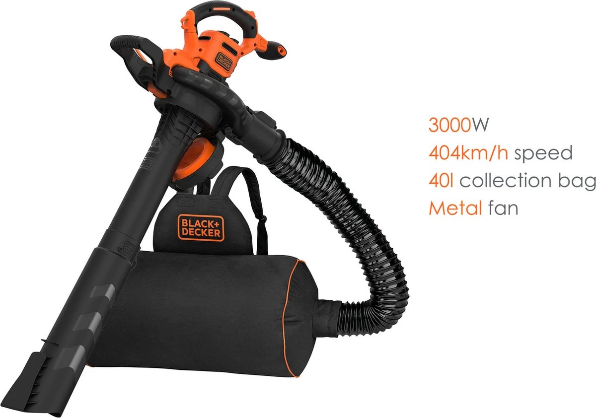 Black & Decker BLACK+DECKER BEBLV300SB-QS Bladblazer - 404 Km/u - 3000W - Zuig-/blaasfunctie - Gesnoerd 4 Black & Decker BLACK+DECKER BEBLV300SB-QS Bladblazer - 404 Km/u - 3000W - Zuig-/blaasfunctie - Gesnoerd - Afbeelding 2