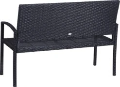 Outsunny Polyrotan Tuinbank 2-zits Parkbank Bank Staal Zwart 867-022 -Tuinbenodigdheden Bevordering 1200x874 3