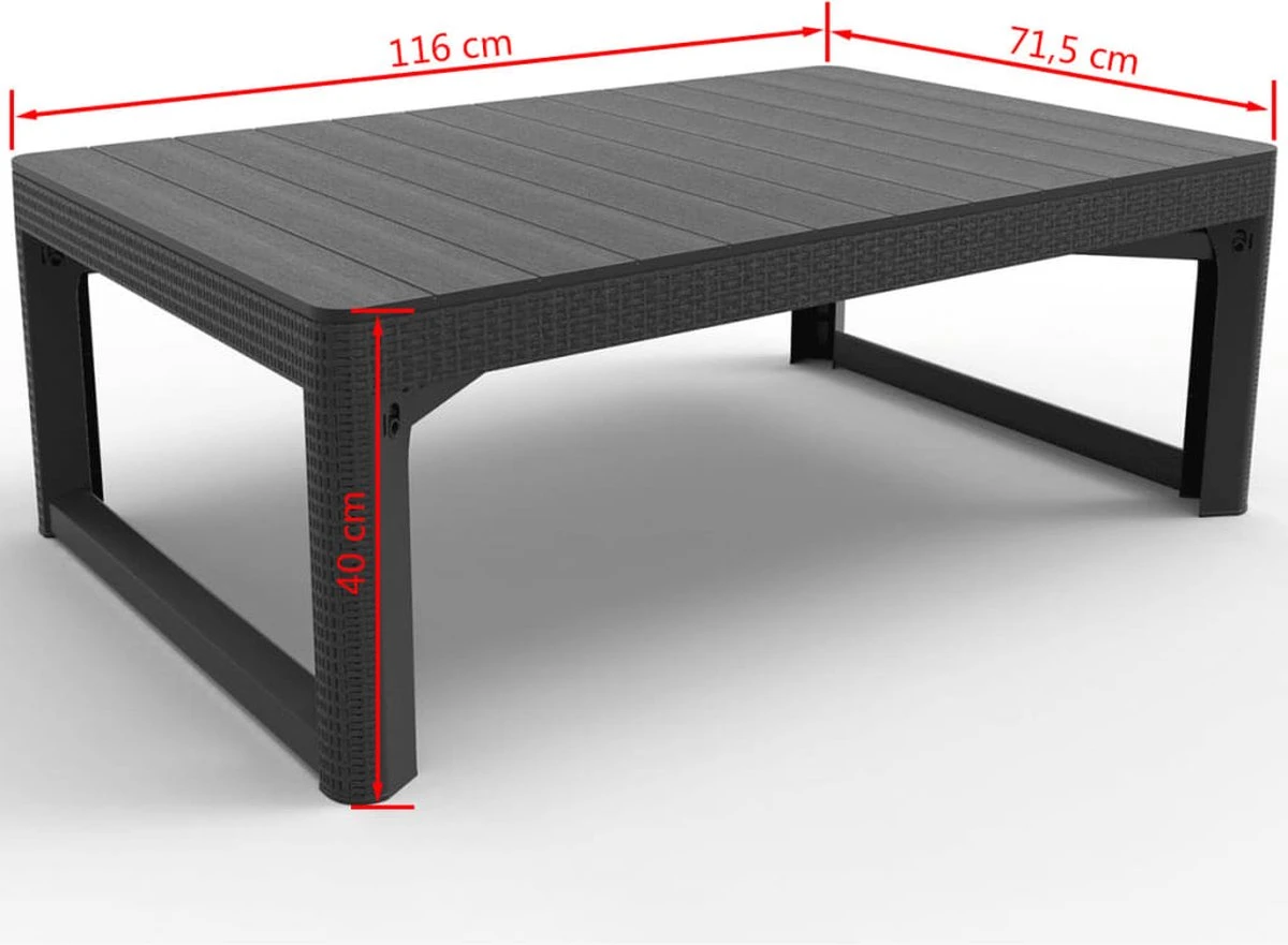 Allibert Lyon Tuintafel - 116x71,5x66/40 Cm - Grafiet 13 Allibert Lyon Tuintafel - 116x71,5x66/40 Cm - Grafiet - Afbeelding 11