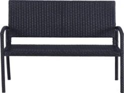 Outsunny Polyrotan Tuinbank 2-zits Parkbank Bank Staal Zwart 867-022 -Tuinbenodigdheden Bevordering 1200x898 2