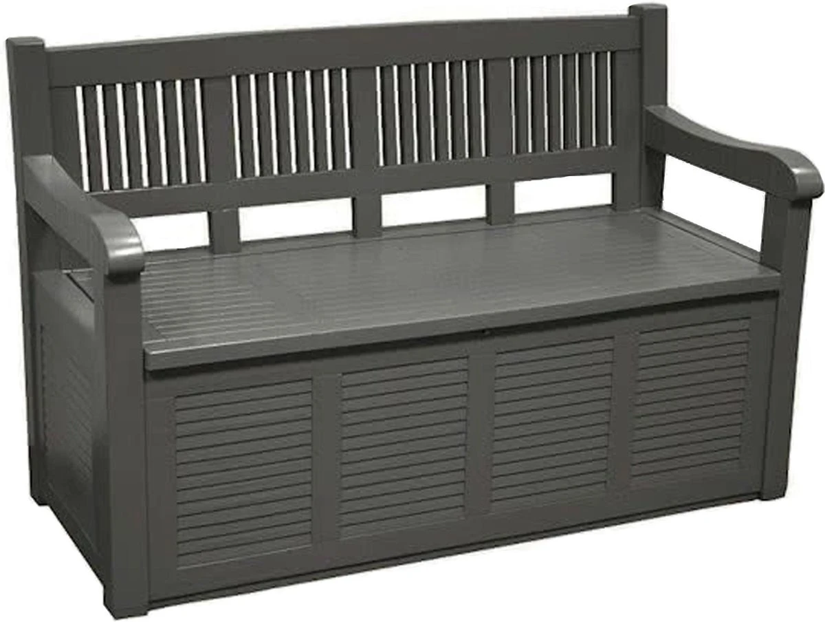 Merkloos Opbergbank Van Kunststof | 130 X 60 Cm | Antraciet 4 Merkloos Opbergbank Van Kunststof | 130 X 60 Cm | Antraciet - Afbeelding 2