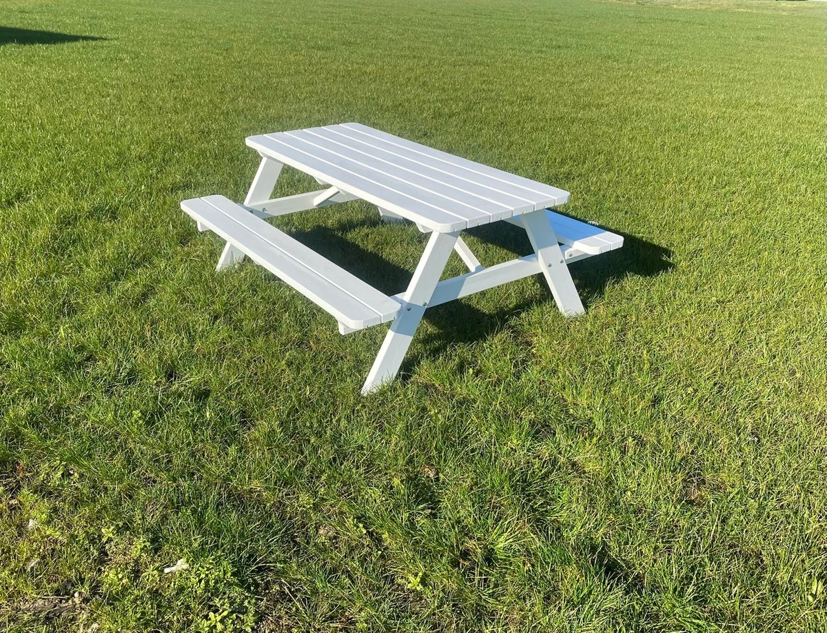 Goedkopepicknicktafels.nl | Witte XL Picknicktafel | Tuintafel 6 Persoons | Wit Gespoten Gedroogd Grenen Hout! 8 Goedkopepicknicktafels.nl | Witte XL Picknicktafel | Tuintafel 6 Persoons | Wit Gespoten Gedroogd Grenen Hout! - Afbeelding 6