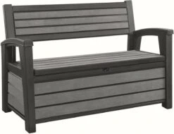 Keter - Hudson Bench Box - 2-zits Bank - Opbergbox - Hout Look & Feel - 227L - 138x63x89cm - Antraciet -Tuinbenodigdheden Bevordering 1200x922 4