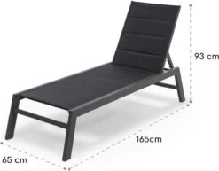 Blumfeldt Renazzo Lounge Ligstoel - Ligbed Voor De Tuin - Aluminium Tuinstoel - 6 Standen - Waterafstotend - Bekleding Van 70 % Pvc En 30 % Polyetheen - Zwart -Tuinbenodigdheden Bevordering 1200x940 3