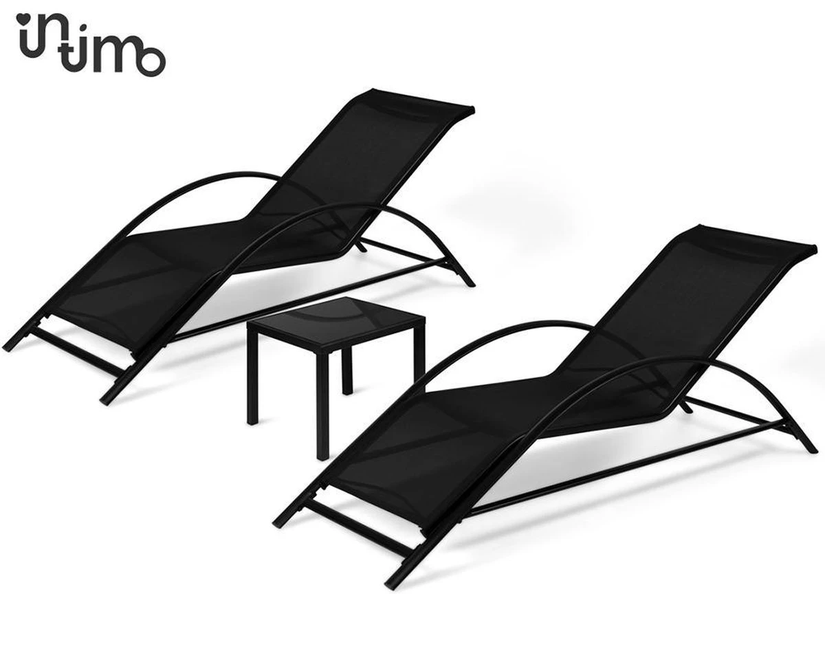 Intimo Ligbeddenset + Tafel - Zwart - 163x60x65/45x45x40 6 Intimo Ligbeddenset + Tafel - Zwart - 163x60x65/45x45x40 - Afbeelding 4