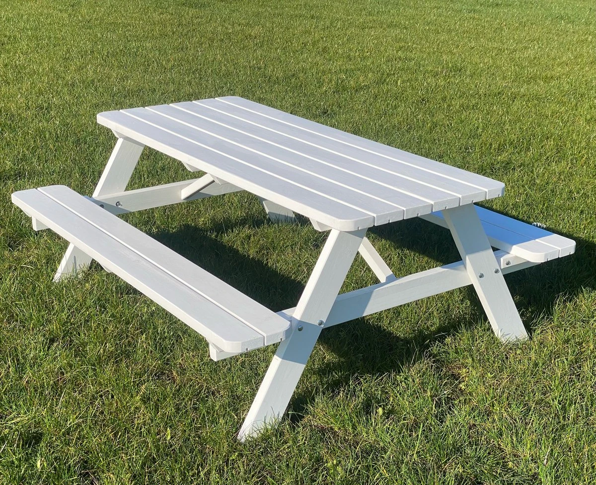 Goedkopepicknicktafels.nl | Witte XL Picknicktafel | Tuintafel 6 Persoons | Wit Gespoten Gedroogd Grenen Hout! 3 Goedkopepicknicktafels.nl | Witte XL Picknicktafel | Tuintafel 6 Persoons | Wit Gespoten Gedroogd Grenen Hout!
