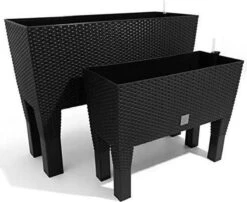 Prosperplast Kunststof Rato Plantenbak Op Poten Met Irrigatiesysteem Antraciet 80 X 33 X 62 Cm - 72 Liter - Balkonbakken/bloembakken -Tuinbenodigdheden Bevordering 1200x979 3