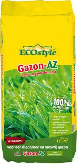 ECOstyle Gazon AZ Organische Gazonmest – Voor Diepgroen En Sterk Gazon – Geeft Tot 120 Dagen Voeding – Werkt Tegen Mos - 70 M² - 5 KG -Tuinbenodigdheden Bevordering 562x1200 1