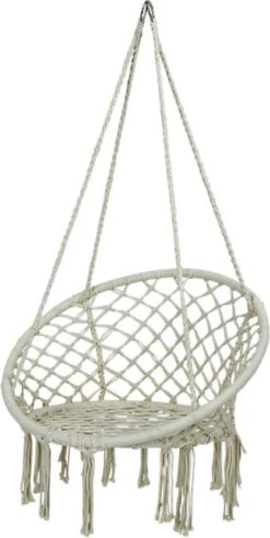 Macramé Hangstoel Beige - Beige Hangstoel - Hangstoel Touw - Hangstoel - Tot 110KG - Eenpersoons Hangstoel - Hang Stoel 1 Persoon - Hangstoel Voor Binnen - Hangstoel Zonder Standaard - Hangstoel Buiten -Tuinbenodigdheden Bevordering 603x1200