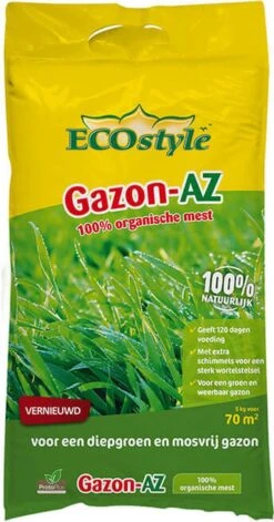 ECOstyle Gazon AZ Organische Gazonmest – Voor Diepgroen En Sterk Gazon – Geeft Tot 120 Dagen Voeding – Werkt Tegen Mos - 30 M² - 2 KG -Tuinbenodigdheden Bevordering 629x1200 2