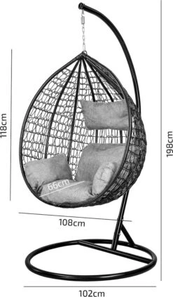 Hangstoel - Ei Stoel - Met Frame - Zwart Beige - Tot 125 Kg -Tuinbenodigdheden Bevordering 700x1200 1