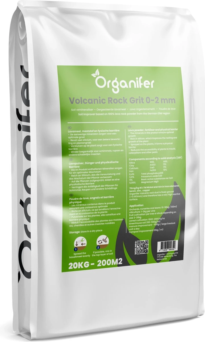 Lavagruis Uit Eifel Oergesteente (20Kg Voor 200m2) Grof Lavameel 0-2mm - Organifer 3 Lavagruis Uit Eifel Oergesteente (20Kg Voor 200m2) Grof Lavameel 0-2mm - Organifer
