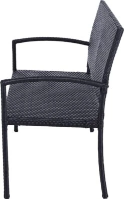 Outsunny Polyrotan Tuinbank 2-zits Parkbank Bank Staal Zwart 867-022 -Tuinbenodigdheden Bevordering 753x1200