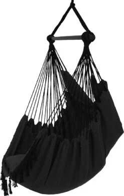 Vita5 XXL Hangstoel - Binnen&Buiten Hangnest - Incl. 2 Kussens En Boekenvak - Volwassenen&Kinderen - Hangmatstoel Tot 225kg - Zwart -Tuinbenodigdheden Bevordering 761x1200