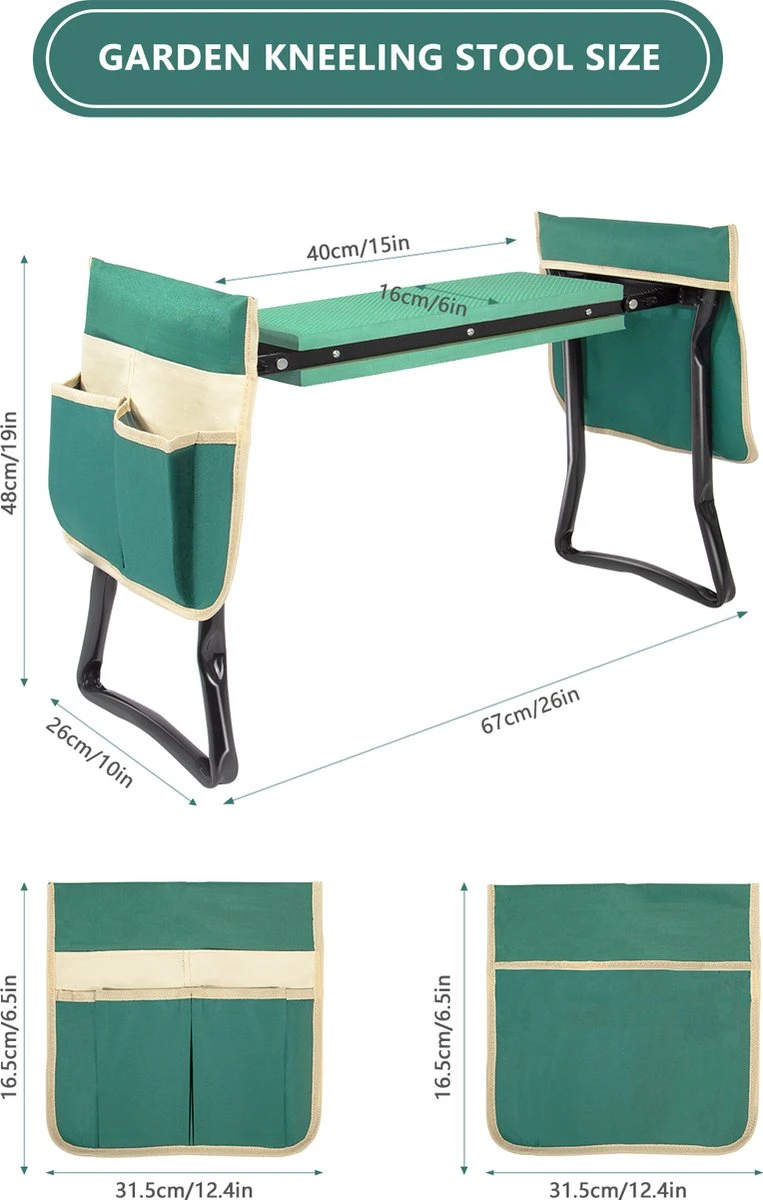 Uten - Kniebankje Tuin - Knie Steun - Tuinkruk Inklapbaar - Kniesteun Tuinieren - Kniekussen - Tot 150 Kg - Groen 15 Uten - Kniebankje Tuin - Knie Steun - Tuinkruk Inklapbaar - Kniesteun Tuinieren - Kniekussen - Tot 150 Kg - Groen - Afbeelding 13